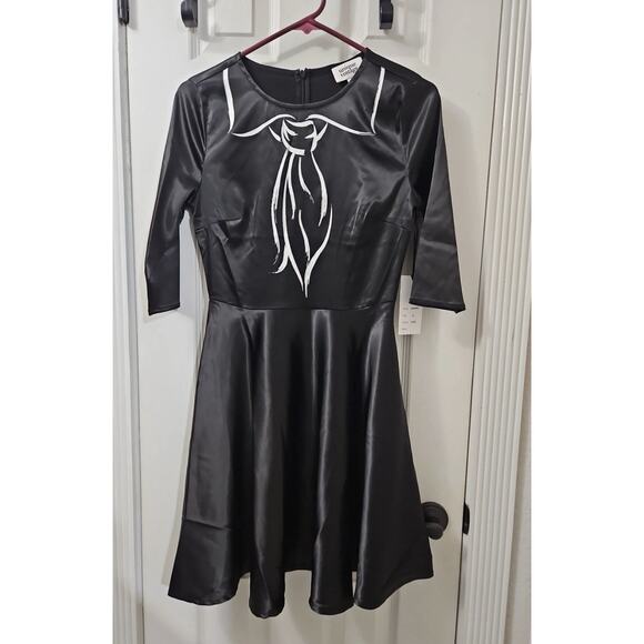 Unique Vintage Trompe L’oeil Printed Scarf Mini Dress Sz L NWOT - Picture 6 of 7